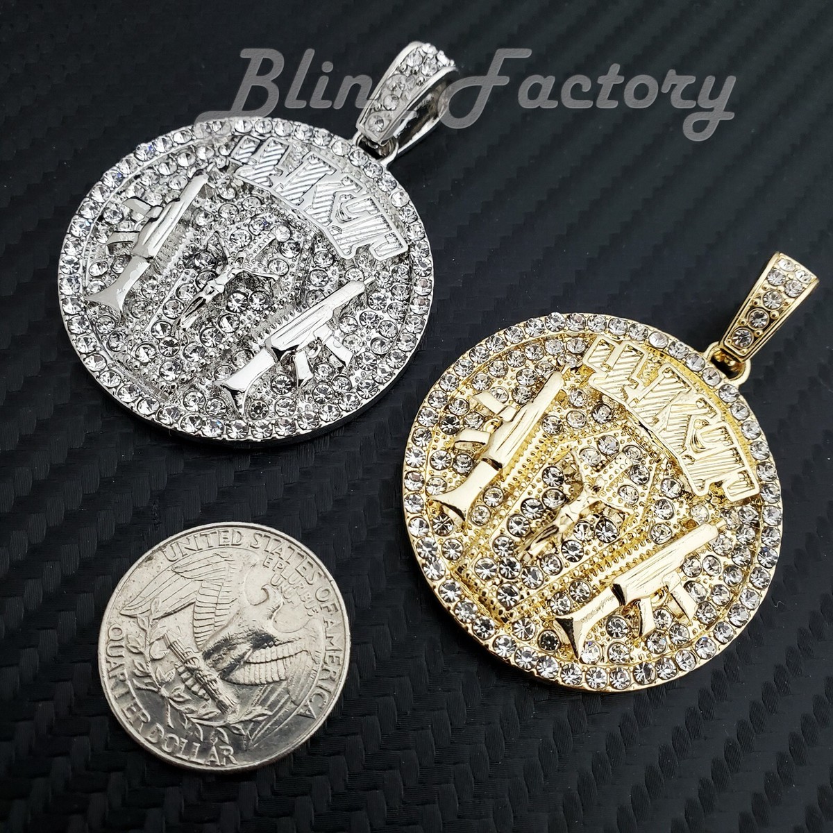 Hip Hop Iced Gold Silver Plated NBA YoungBoy 4KT Medal Bling Charm 