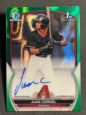 2023 Bowman Chrome 1st GREEN REFRACTOR PROSPECT ROOKIE AUTO Juan Corniel /99