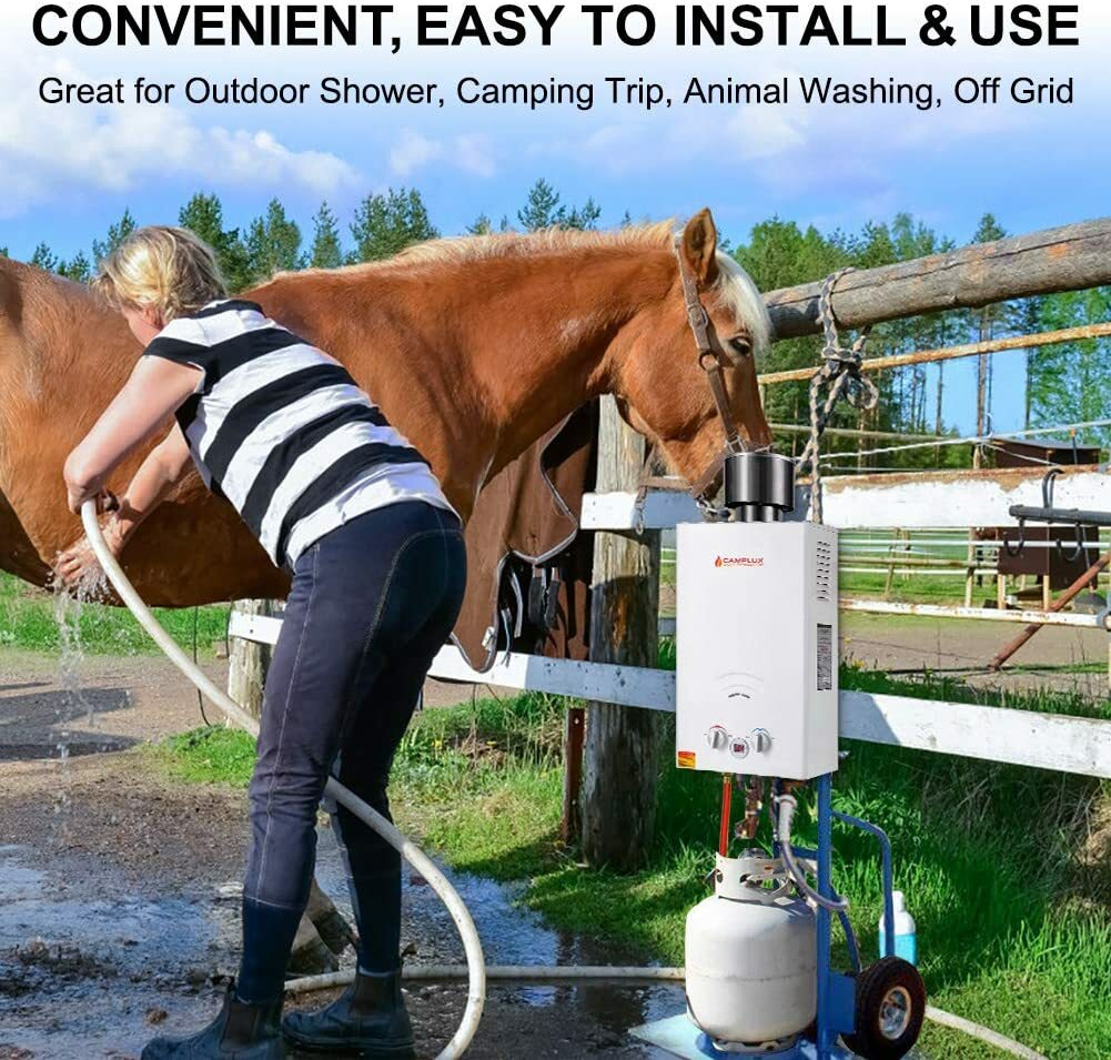 CAMPLUX 10L Hot Water Heater LPG Propane Tankless Instant, Rain Cap, Shower  Kit | eBay
