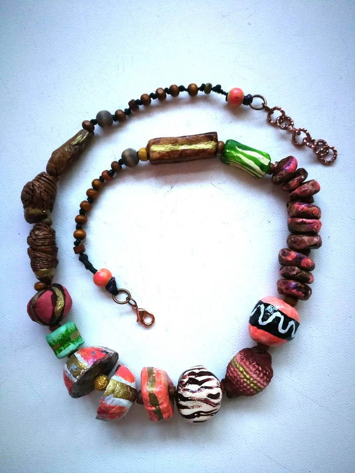 Joyería de Lujo Collar con Cuentas Grueso Declaración Joyería Neo Brutalista Boho Babero Foto 3 de 4