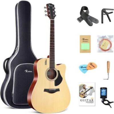 Rosen Akustikgitarre 41 Zoll 4/4 massive Platte Dreadnought Fichte Gitarre Anfänger