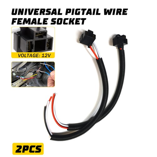 Wire Pigtail Female Socket For 9003 HB2 H4 Headlight Bulb – Pair, 12V, Direct Fit, Formula-J87