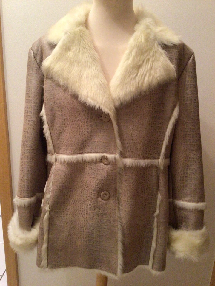 Damen-Felljacke Dennis Basso Größe 44 Farbe beige/braun - Bild 1 von 4