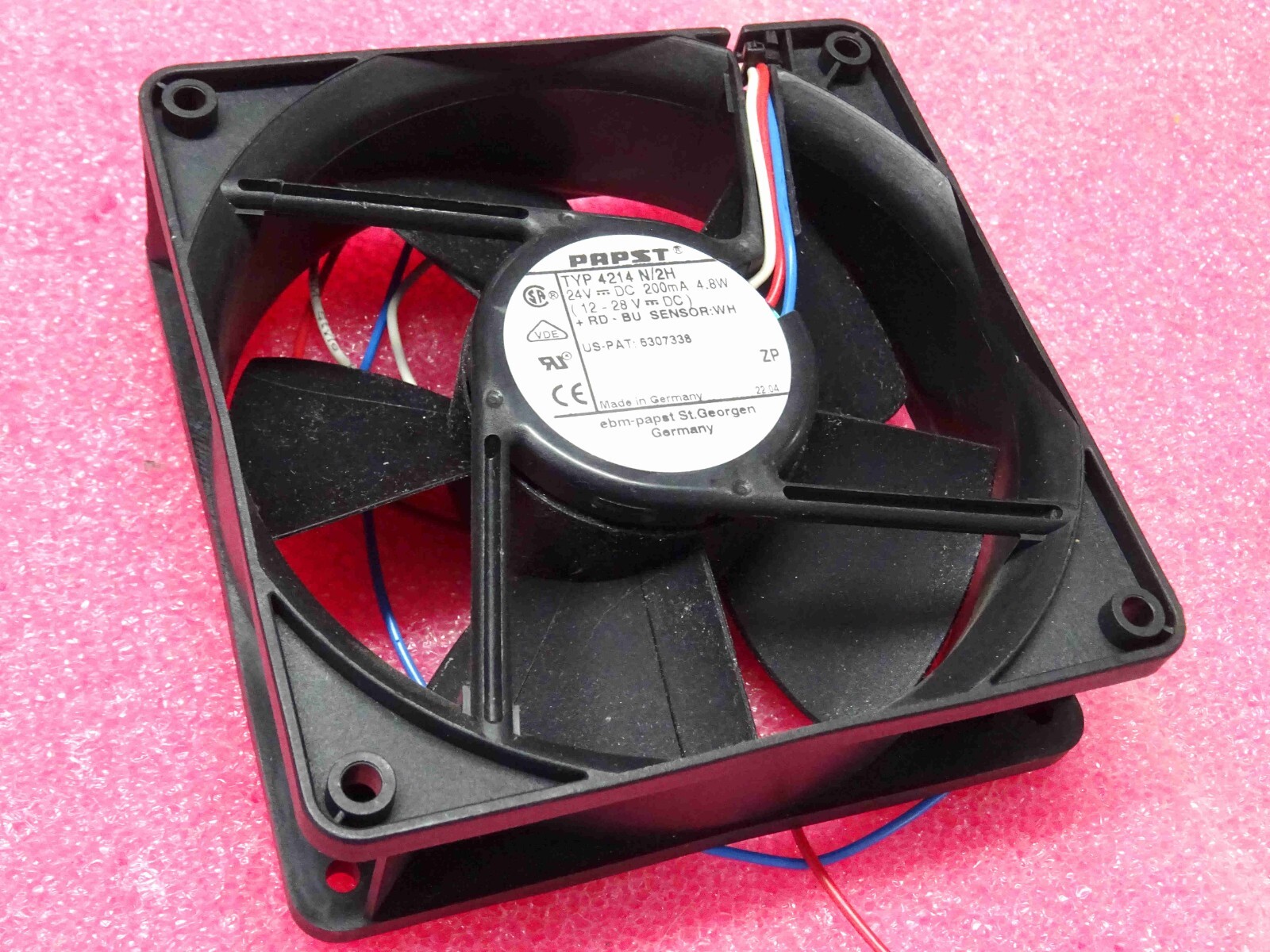 Ventilateur axial Papst 4214N/2H 24Vdc pour refroidissement d'armoires électriques 120x120x38mm