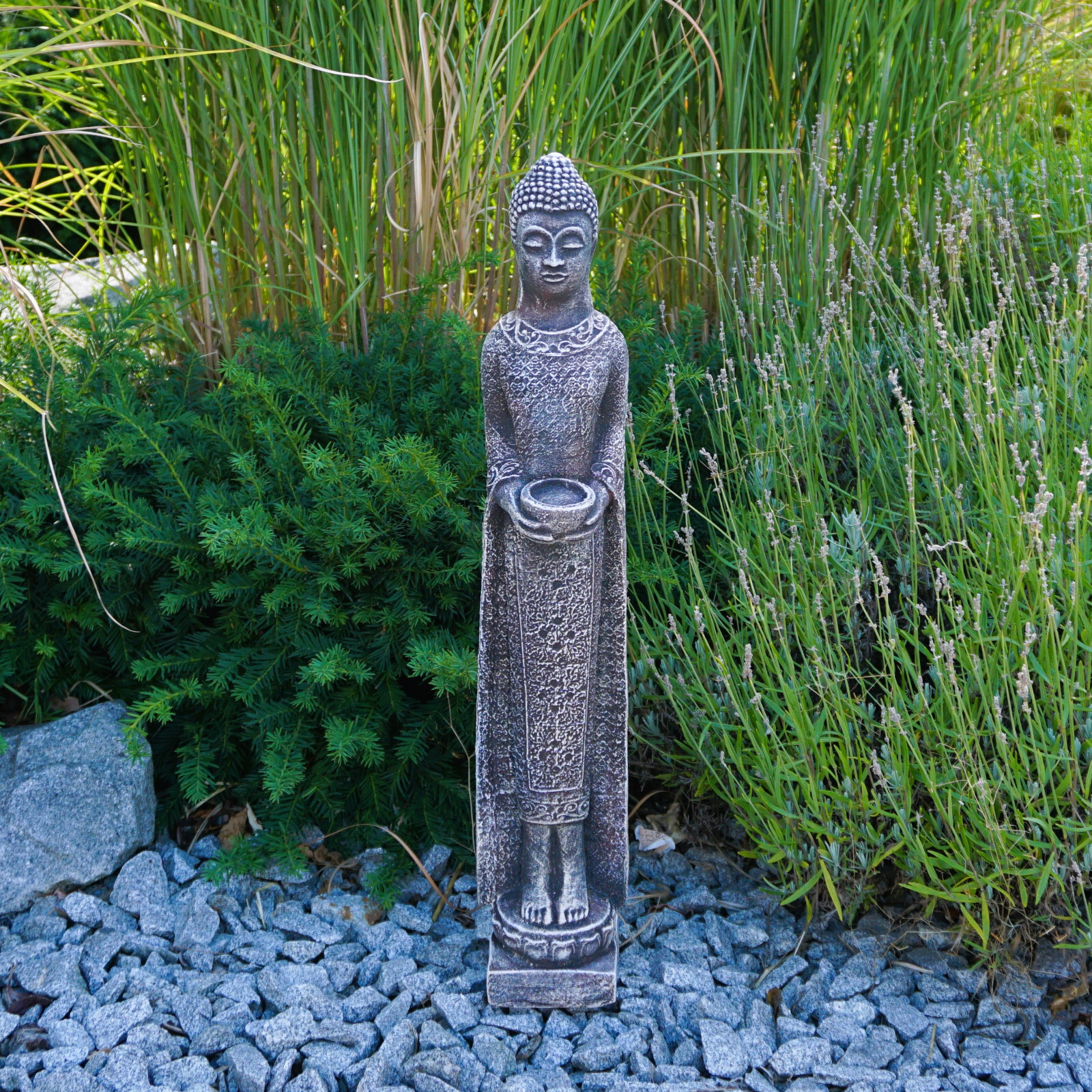 Feng Shui Buddha Stone Figure 66cm 8kg Multicoloured White Concrete Frost Proof