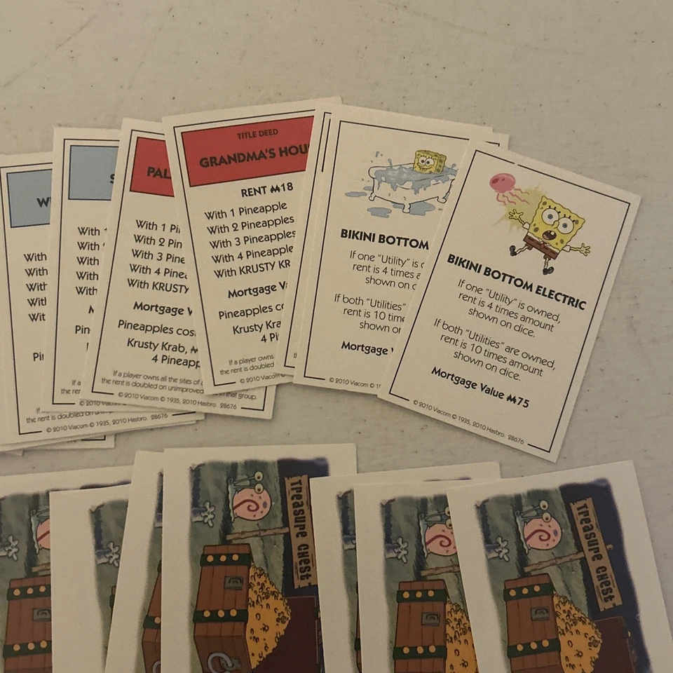 Spongebob SquarePants Monopoly Title Life Preserver Treasure Cards Viacom 2005 - Image 4 of 4