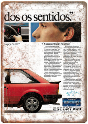 Old 1984 Ford Escort XR3 P2 Ayrton Senna de Silva Ad Retro Look Metal Sign A8955