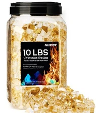 10 Pound Fire Glass for Fire Pit 1/2 Inch Tempered Reflective Fire Glass for ...