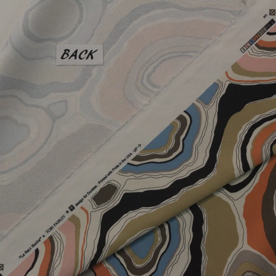 DURALEE LA PETIT ROCHE NATURAL PINK BLUE GEOMETRIC CIRCLES FABRIC BY YARD 54"W - Image 4 of 4