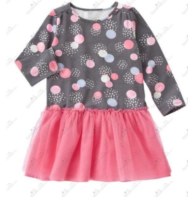 Gymboree Girls 5T Cozy Fairytale Polka Dot Tulle Dress NWT Gray Stars Sparkle
