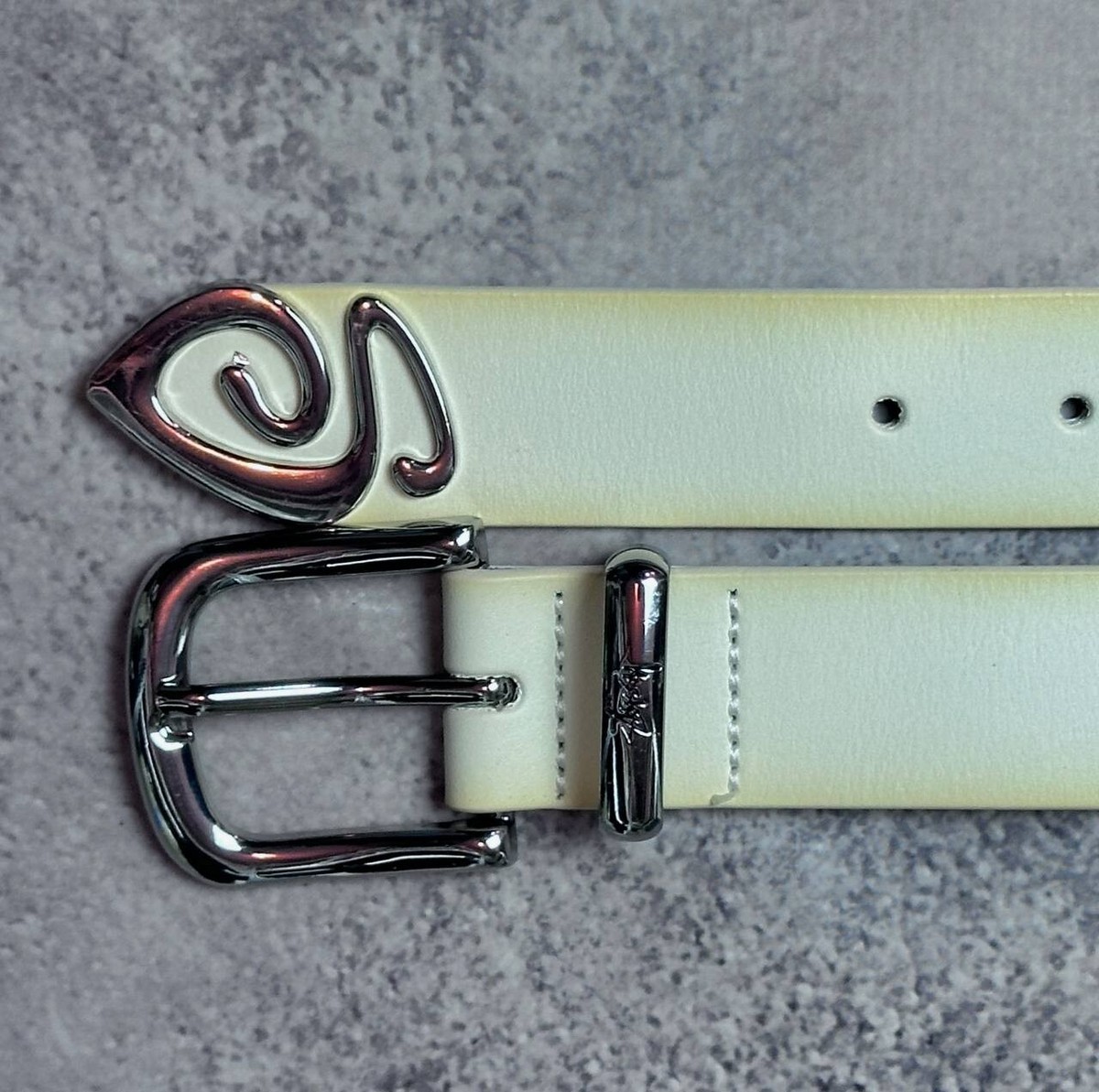stussy ベルト S/M old stussy Vintage Stussy white Leather Belt Size S/M Spiked Bulldog