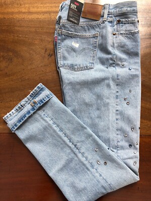 Levi's Jeans W29 L32 501 Original Embellished w/ Studs 100% Cotton