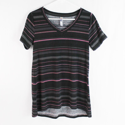 LuLaRoe Lila Gestreift Schwarz V-Ausschnitt Damen XS - Guter Zustand