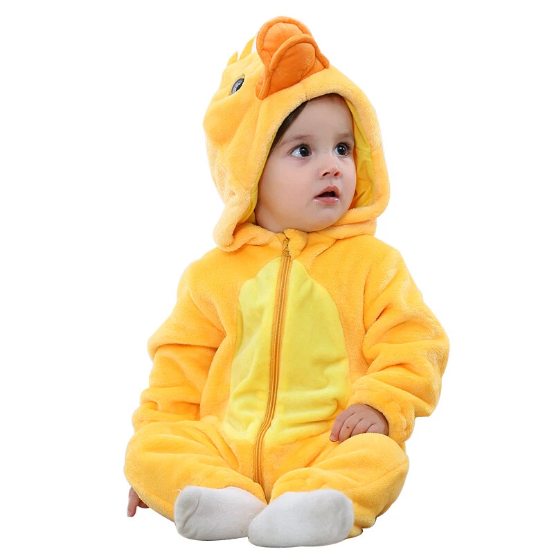 0-3Y 3-4Y Toddler Baby Yellow Duck Costume Fancy Dress Rompers Flannel Halloween - Image 3 of 4