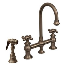 Whitehaus Vintage III Short Spout Side Sprayer Bar Faucet in Brushed Nickel