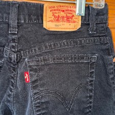 Vintage 90s Levis 550 Jeans Denim Black Relaxed Made In USA women size 6 Long