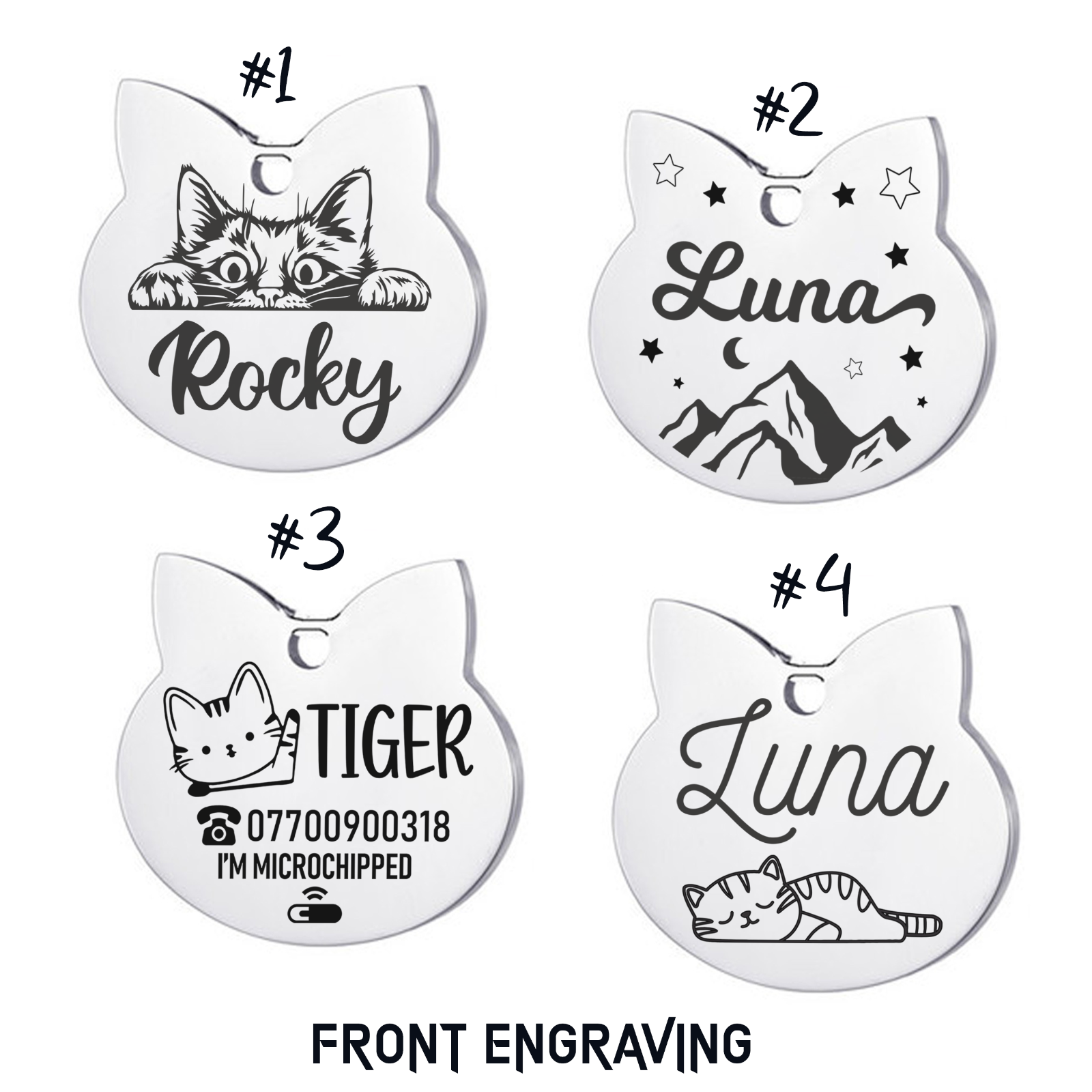 Personalised Engraved STAINLESS STEEL Dog Cat ID Collar Tag Disc Pet