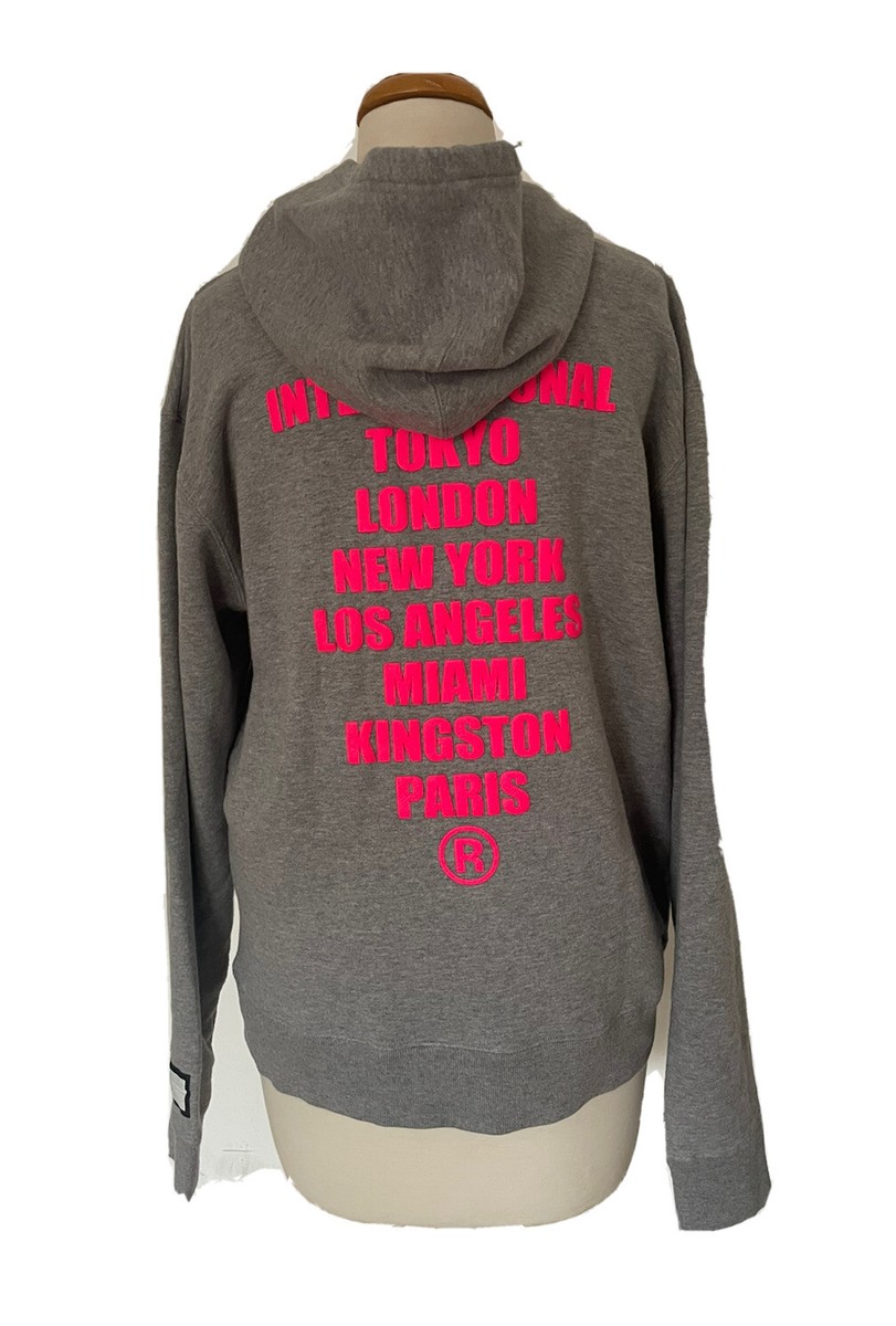 MAJOR FORCE X LUCKER Neighborhood Mens Hoodie M Gray Jersey Pink