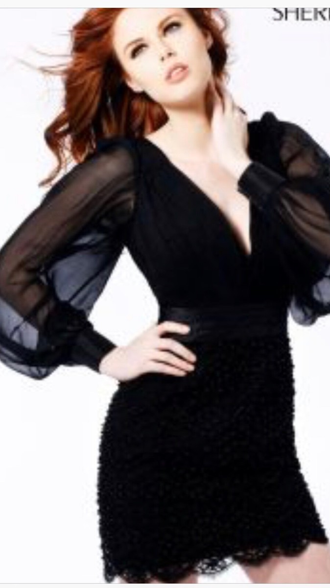 sherri hill long sleeve black dress Sherri Hill Dress 57003
