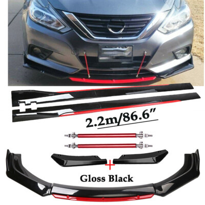 Front Bumper Lip Spoiler Splitter Side Skirt Gloss Black For Nissan Maxima Sedan