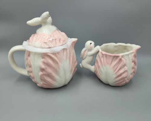 Lily & Lark Teapot & Creamer- Pink Cabbage - Easter Bunny - Picture 6 of 13