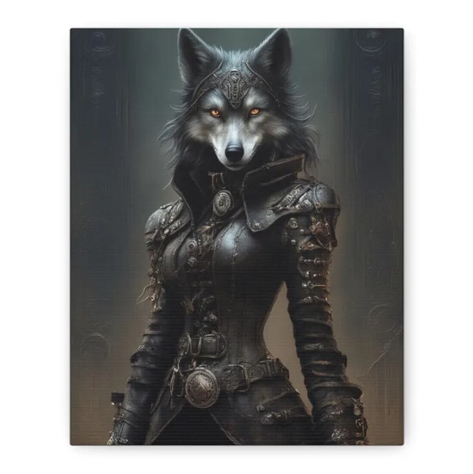 Fantasy Wall Art - Warrioress Wolf Home Decor for Fans-image
