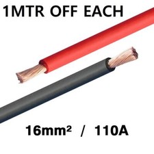 110 Amp 16mm² Battery Flex Cable Strap Live Earth Wire 1Mtr Black 1Mtre Red 110A 12.95 per metre