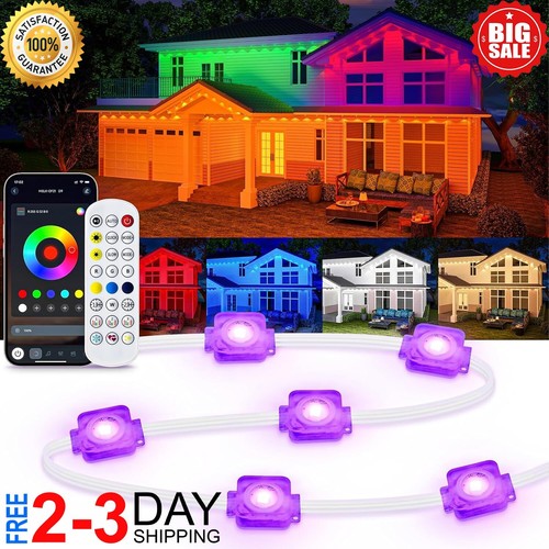 200Ft Permanent Outdoor Lights Pro with App & Remote, RGB Smart Eaves ...