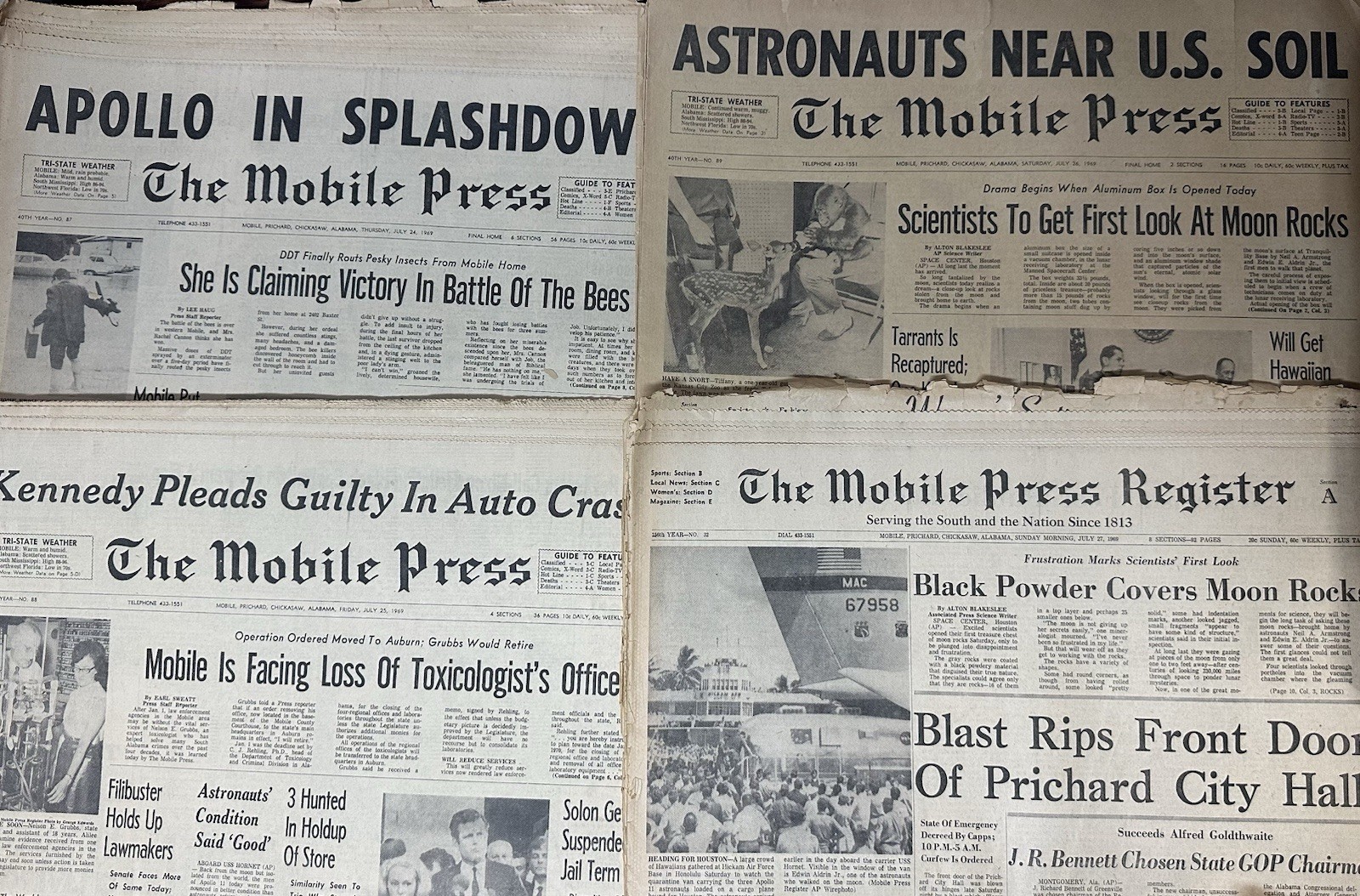 как выглядит Vtg Apollo 11 Moon Landing Space Newspaper Lot Mobile Press Register NASA 1969 фото