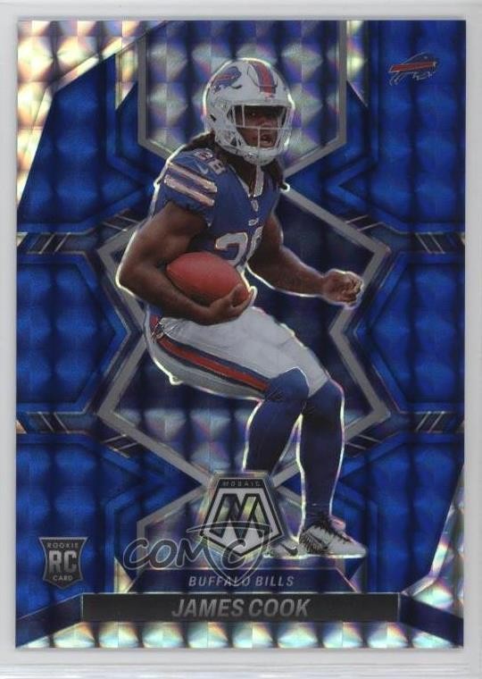 2022 Panini Mosaic Rookies Blue Mosaic Prizm 79/99 James Cook #309 0q84