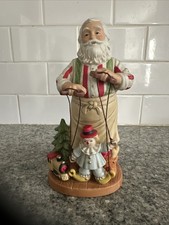 Home Interiors Christmas Santa Porcelain Figurine ClownPuppet Show 7.5" Tall