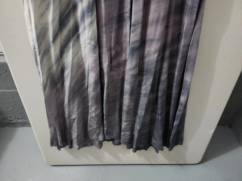 Vestido Gitano 05 Mujer S Gris Maxi Tubo 100% Seda Cintura Corbata Ombre Acuarela Boho Foto 3 de 4