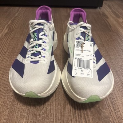 adidas Adizero Adios Pro 4 Men's Running Shoes White Purple Green US 10 EU 44