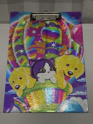 Vintage Lisa Frank Puppy Kitten Hot Air Balloon Buddies Clipboard