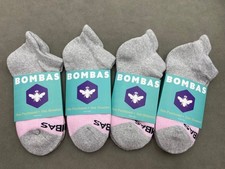 4 Pairs BOMBAS Women Honeycomb Tri-Block Ankle Socks Size M brand new Pink-Gray