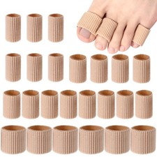 24 Pcs Toe Protector Sleeve for Corns, Skin Color, Assorted Sizes, Soft Gel Cush