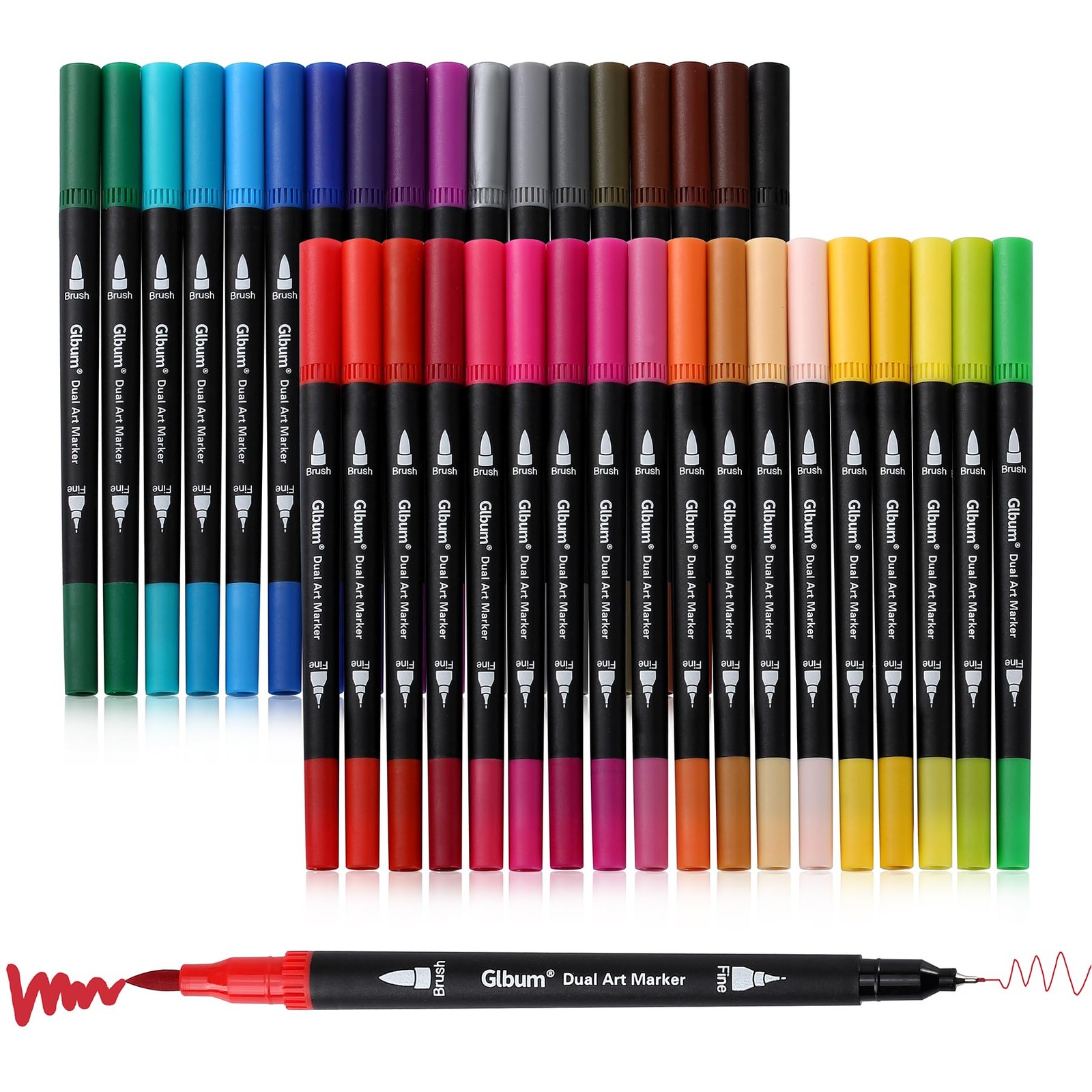 Dual Art Marker Set 36 Colors Brush Pen Adult Coloring Bulle