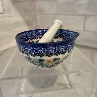 Ceramika Artystyczna Polish Pottery Mini Mortar and Pestle  NEW