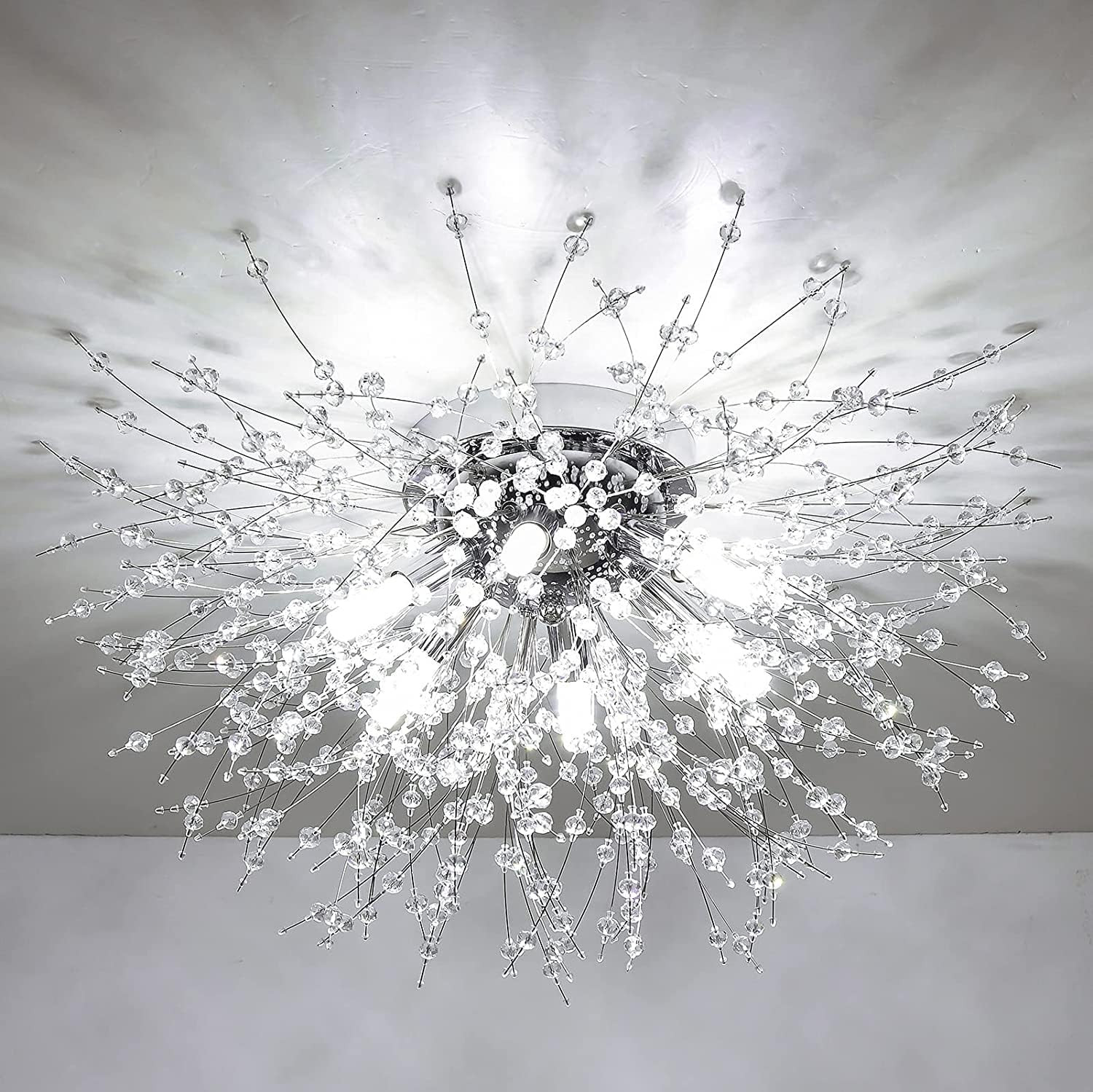 Lampadario Moderno Cromo per Camera da Letto - Plafoniera di Lusso Soffitto