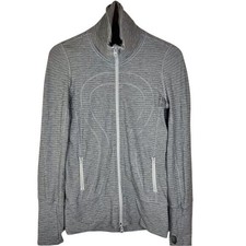 Lululemon In Stride Jacket Womens 4 Heathered Grey Thumbholes Active Athleisure