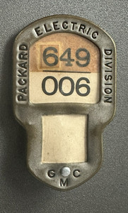 1946 OHIO FACTORY Employee Badge PACKARD ELECTRIC DIVISION of General Motors GMC