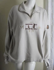 Estate Bogner Vintage Sz 42 12 Intuit Fleece L M Gray White Pullover Zip Jacket