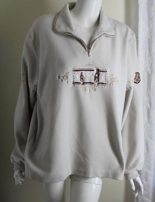 Estate Bogner Vintage Sz 42 12 Intuit Fleece L M Gray White Pullover Zip Jacket