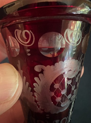 Czech-Biedermeier Era Cut To Clear Ruby Red 1880's Lidded Goblet - Picture 12 of 13