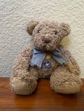 First Main Stitches Teddy Bear 10" Brown Patchwork Corduroy Plush
