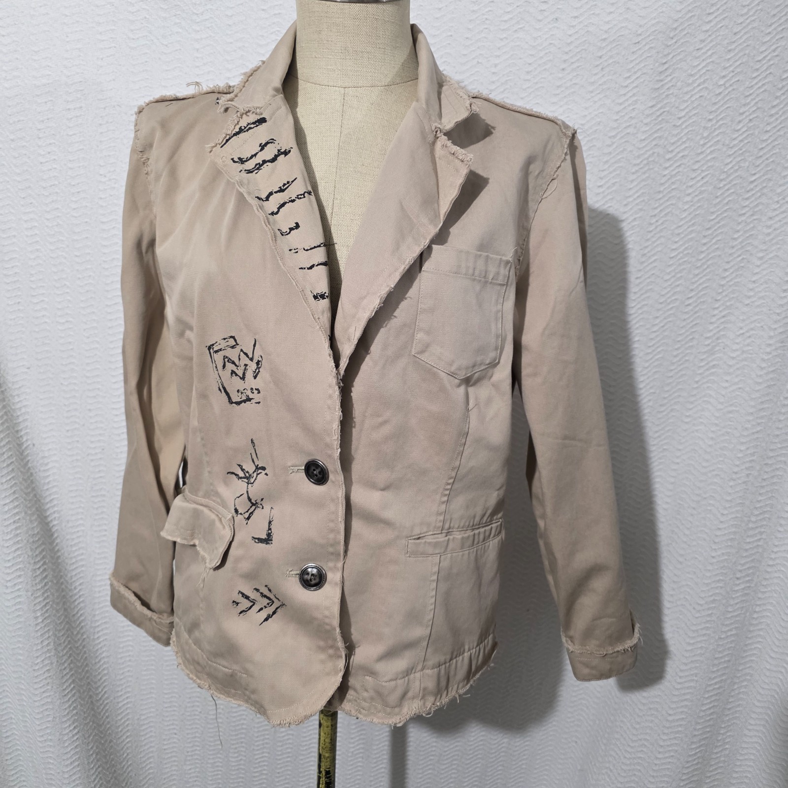 Chico's  Beige JACKET  Threads  Pattern Cotton Bl… - image 1