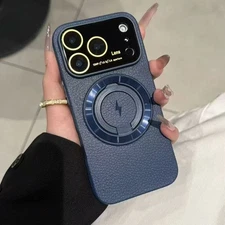 Mag Safe Case For iPhone 17 Pro Max 16 15 14 13 12 11 Hybrid Leather Stand Cover