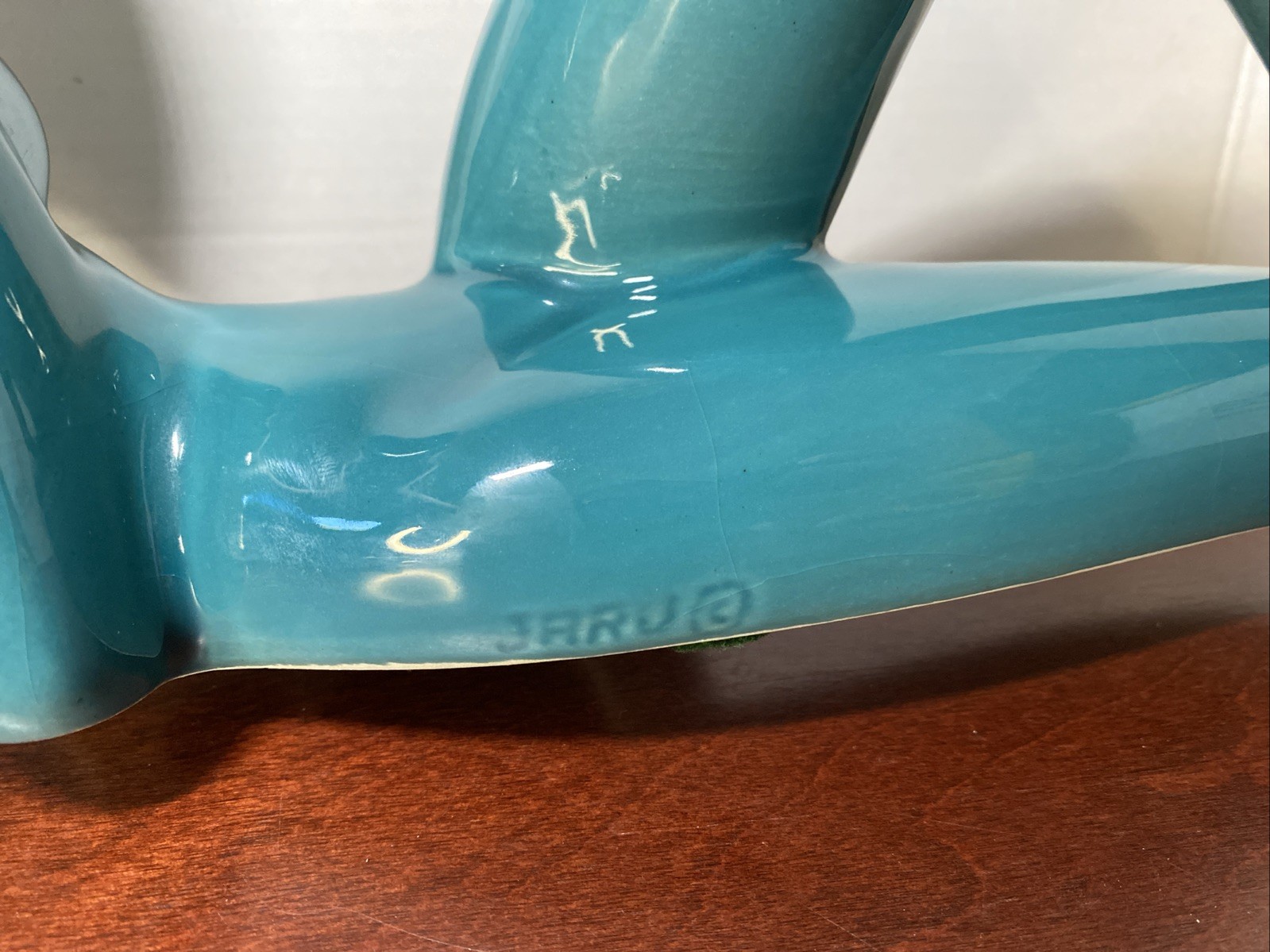 JARU Teal Blue Nude Woman Ceramic Art Pottery Figures California Vintage RARE