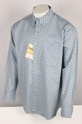 Wrangler Men's George Strait Relaxed Button Down Long Sleeve Shirt Blue Geo