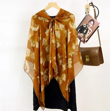 100% Mulberry Silk Scarf 183X65cm Bandana Shape Neckerchief cashew Print wrap 